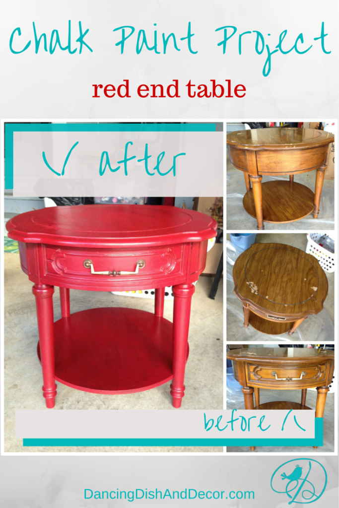 Chalk Paint Red End Table DancingDishAndDecor for Pinterest