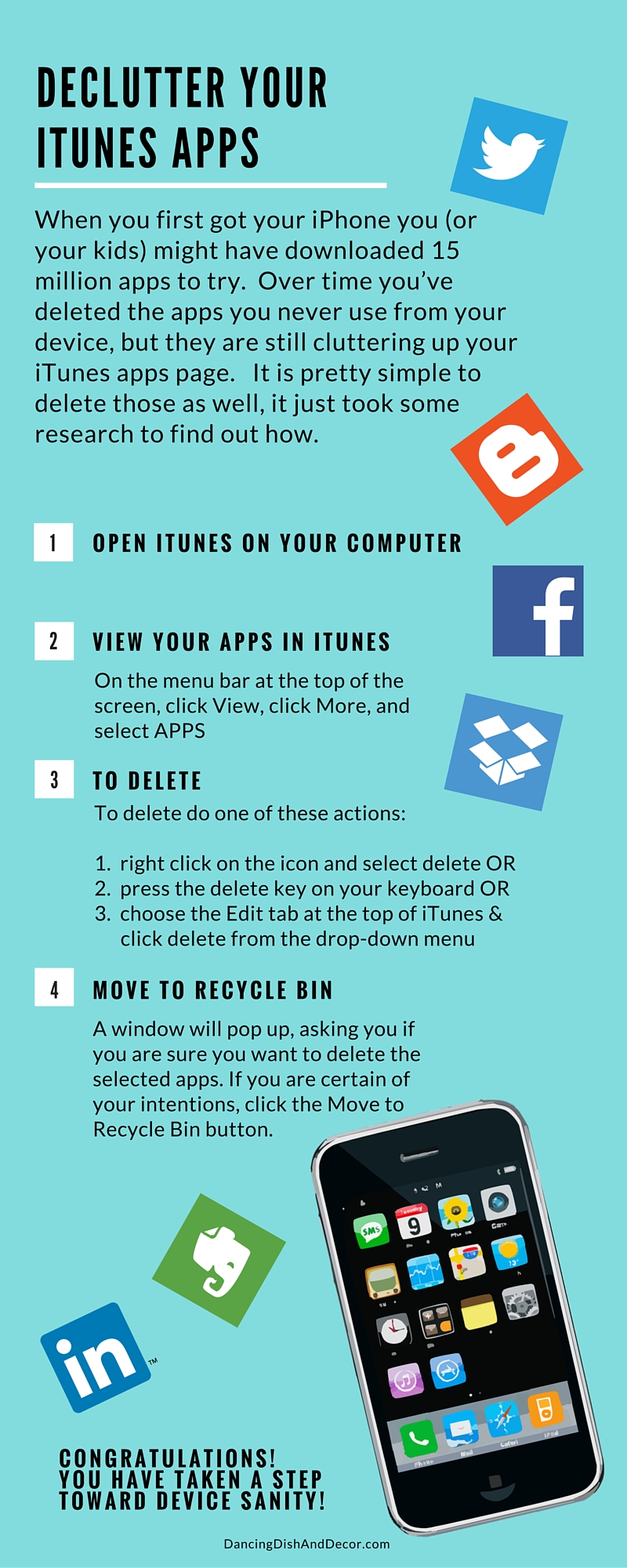 Declutter Your ITunes Apps; DancingDishAndDecor.com